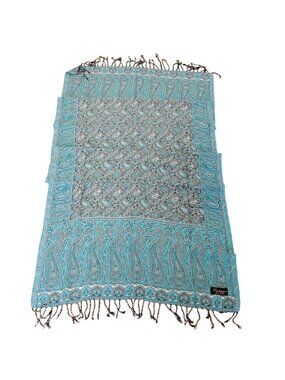 Pashmina Blue Cashmere Shawl Scarf Made In India 65 x 25
